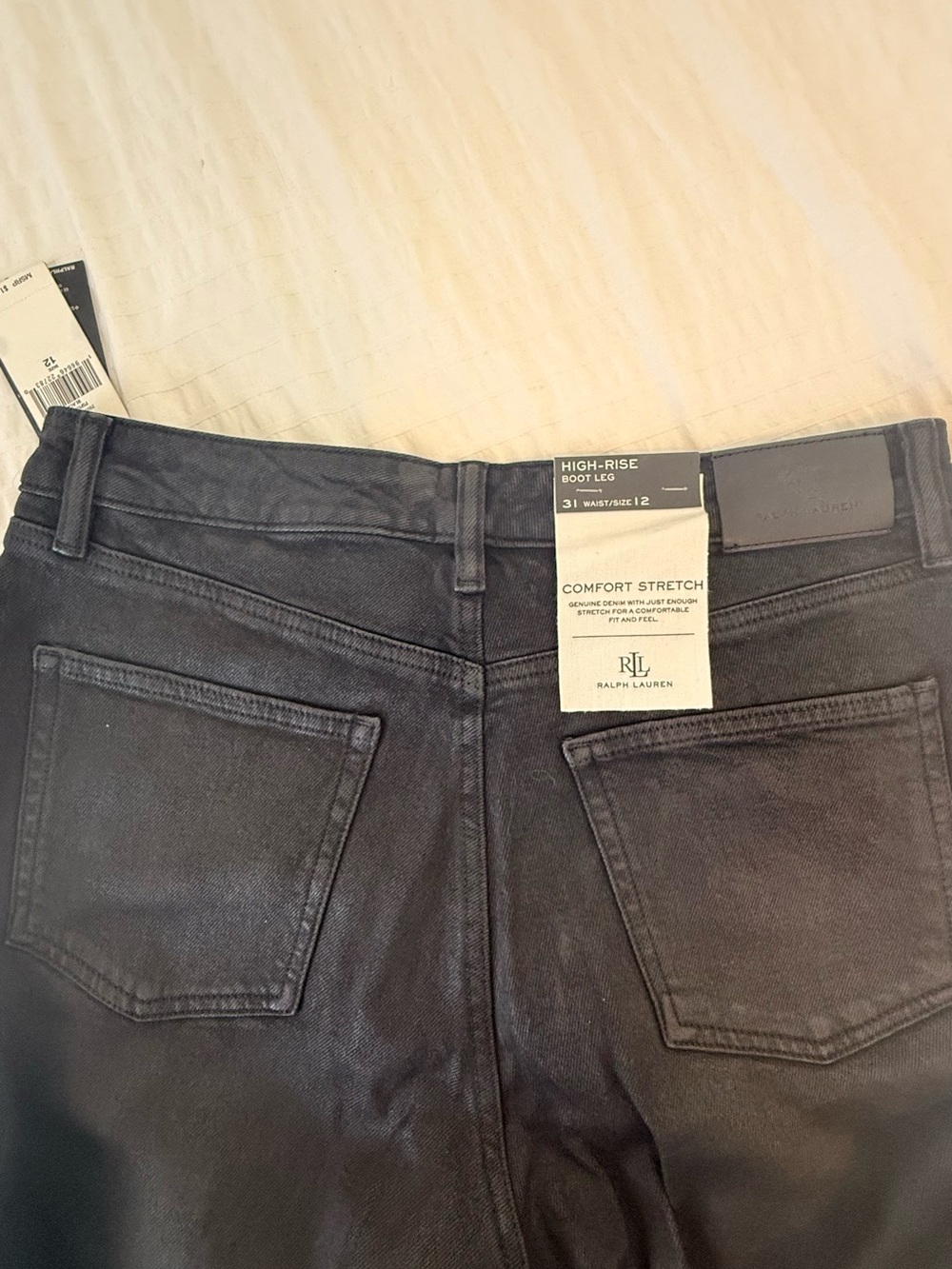 Lauren Ralph Lauren High Rise Bootcut Coated Black Jeans Women's Size 12 NWT - Picture 6 of 7